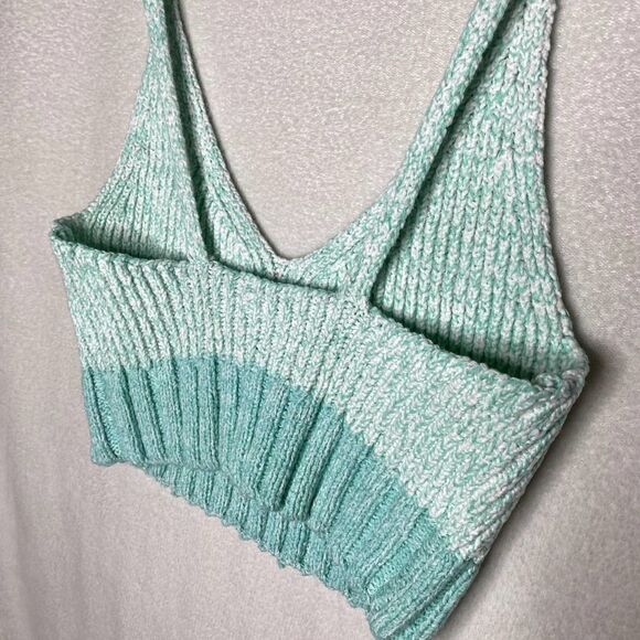 Free People Intimately Here All Day Knit Bralette Brami Crop Top Blue Medium - Picture 8 of 10
